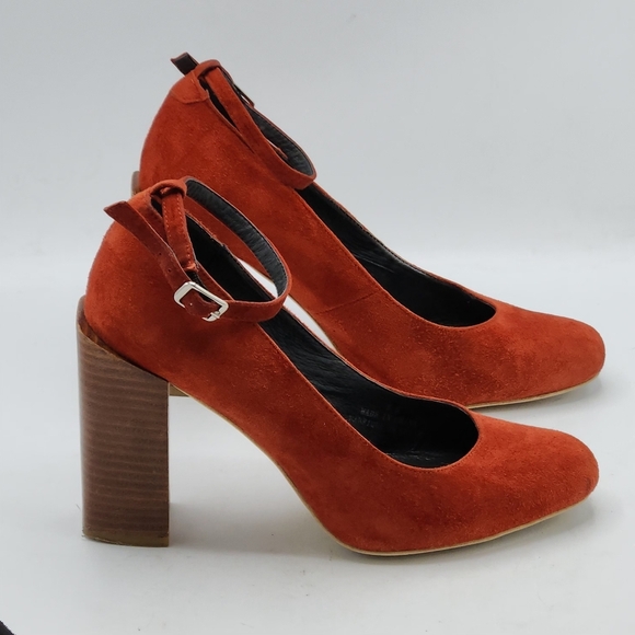 Jeffrey Campbell Leather Suede Mary Jane Block Heels In Rust Size 8.5 - Picture 5 of 15